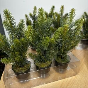 Mini 11” Potted Faux Bendable Christmas Trees. Set of 3